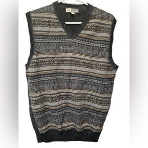 Vintage Joesph Abboud Fair Isle Nordic 100% Cotton Knit Sweater Vest